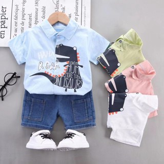 ชุดเสื้อเชิ้ต + กางเกงขาสั้น ลําลอง สําหรับเด็กผู้ชาย