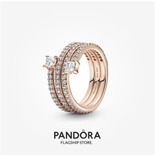 Pandora แหวนเกลียว ชุบโรสโกลด์ 14k