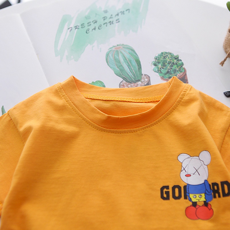 ชุดเสื้อยืด ผ้าฝ้ายแท้ ลายการ์ตูน แฟชั่นฤดูร้อน สําหรับเด็กผู้ชาย และเด็กผู้หญิง - รูปที่ 3