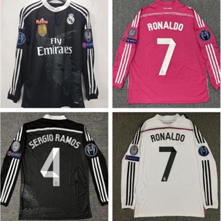 เสื้อกีฬาแขนยาว ลายทีมชาติฟุตบอล Real M 2014 2015 ชุดเยือนมังกรเรโทร