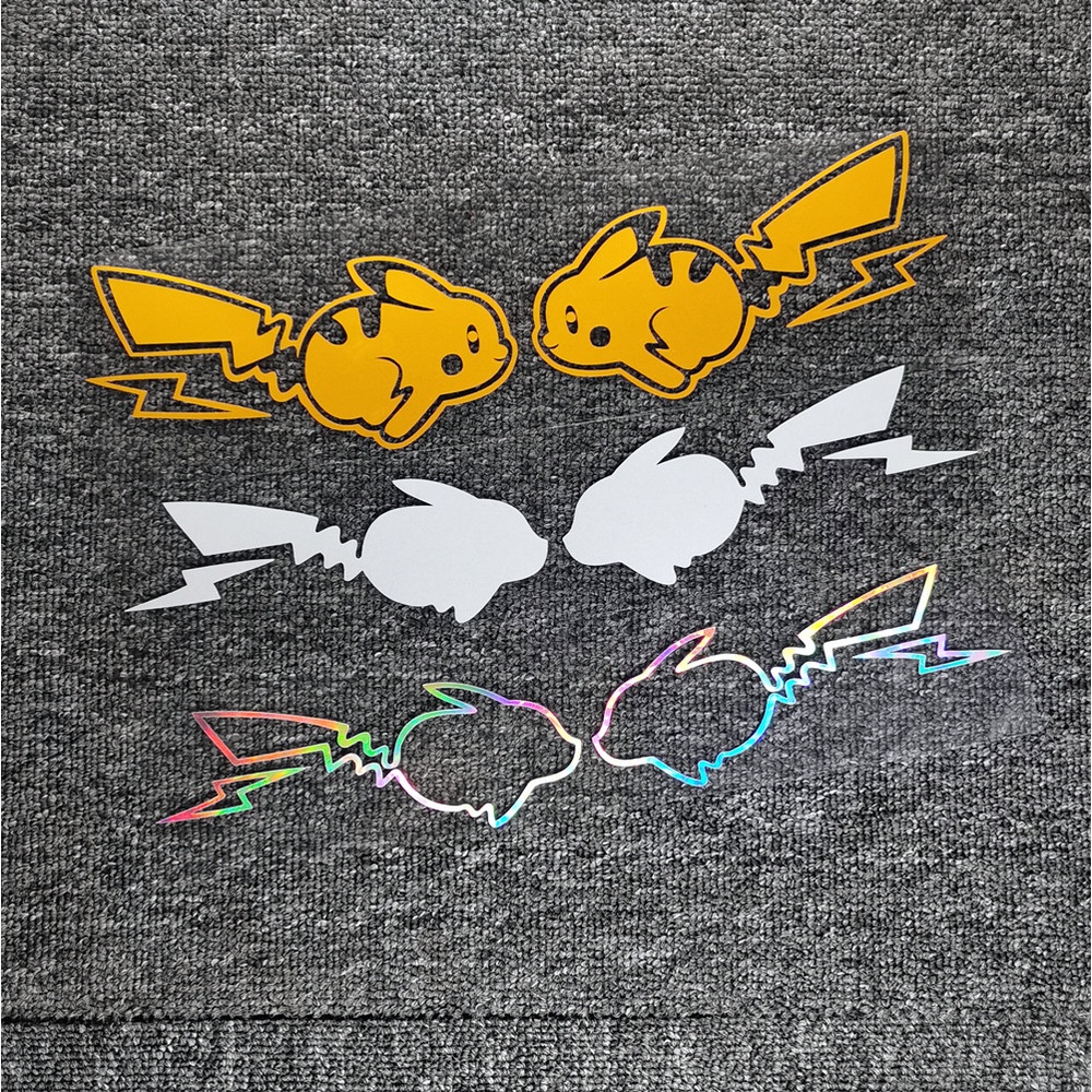 สติกเกอร์รถPokémon Pikachuอะนิเมะน่ารักสะท้อนแสงDecalsสําหรับกระจกมองหลังกระจกTrunkกันชนรถจักรยานยนต์แล็ปท็อป