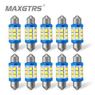 Maxgtrs ชิปหลอดไฟ LED 12V 24V Festoon C5W C10W 3030 31 มม. 36 มม. 39 มม. 41 มม. 6000K สําหรับติดป้ายทะเบียนรถยนต์ 10 ชิ้น