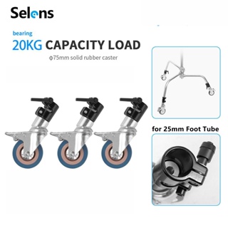 Selens 3 ชิ้น ล้อเลื่อนสำหรับขาตั้งไฟ Stand Wheel kits ล้อขาตั้งไฟ อุปกรณ์ขาตั้งสําหรับใช้ในการถ่ายภาพในสตูดิโอ