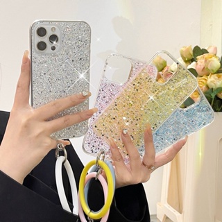 เคสโทรศัพท์มือถือ แบบนิ่ม ลาย Sparkling พร้อมสายคล้อง สําหรับ Samsung Galaxy A04 S23 S22 Plus Ultra A73 A53 A33 A13 A23