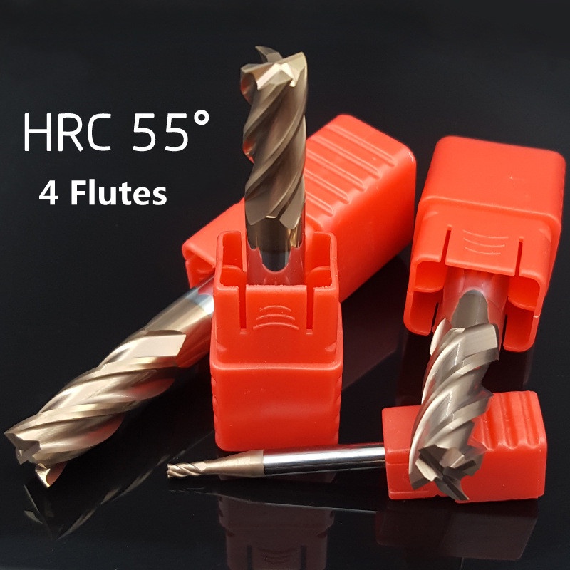 ดอกกัดเอ็นมิล ทังสเตน คาร์ไบด์ โลหะอัลลอย CNC HRC55 4 ฟลุต 1/2/3/4/5/6 มม. 8 มม. 10 มม. 1 ชิ้น