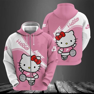 เสื้อกันหนาว เสื้อฮู้ดดี้ พิมพ์ลายการ์ตูน HELLO KITTY สําหรับเด็กผู้หญิง