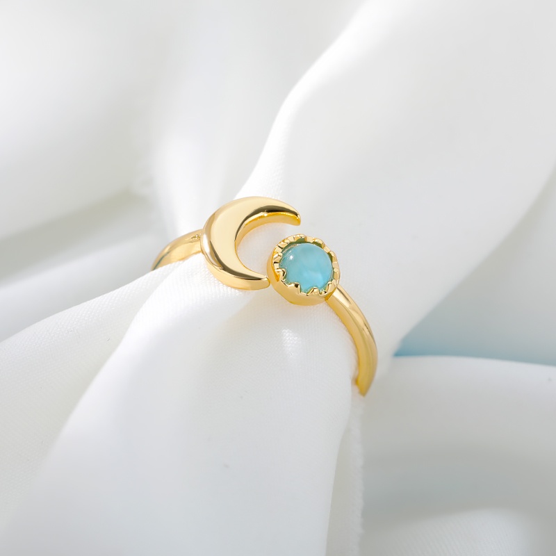 Kaijiang Cincin Moon Star เปิดแหวนผู้หญิงเรืองแสงโอปอลปรับแหวนนิ้วสแตนเลสเครื่องประดับแฟชั่นอุปกรณ์เสริม