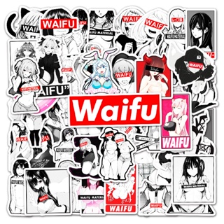 สติกเกอร์ กันน้ํา ลาย Waifu แบบสร้างสรรค์ สําหรับติดตกแต่งรถยนต์ DIY จํานวน 50 ชิ้น