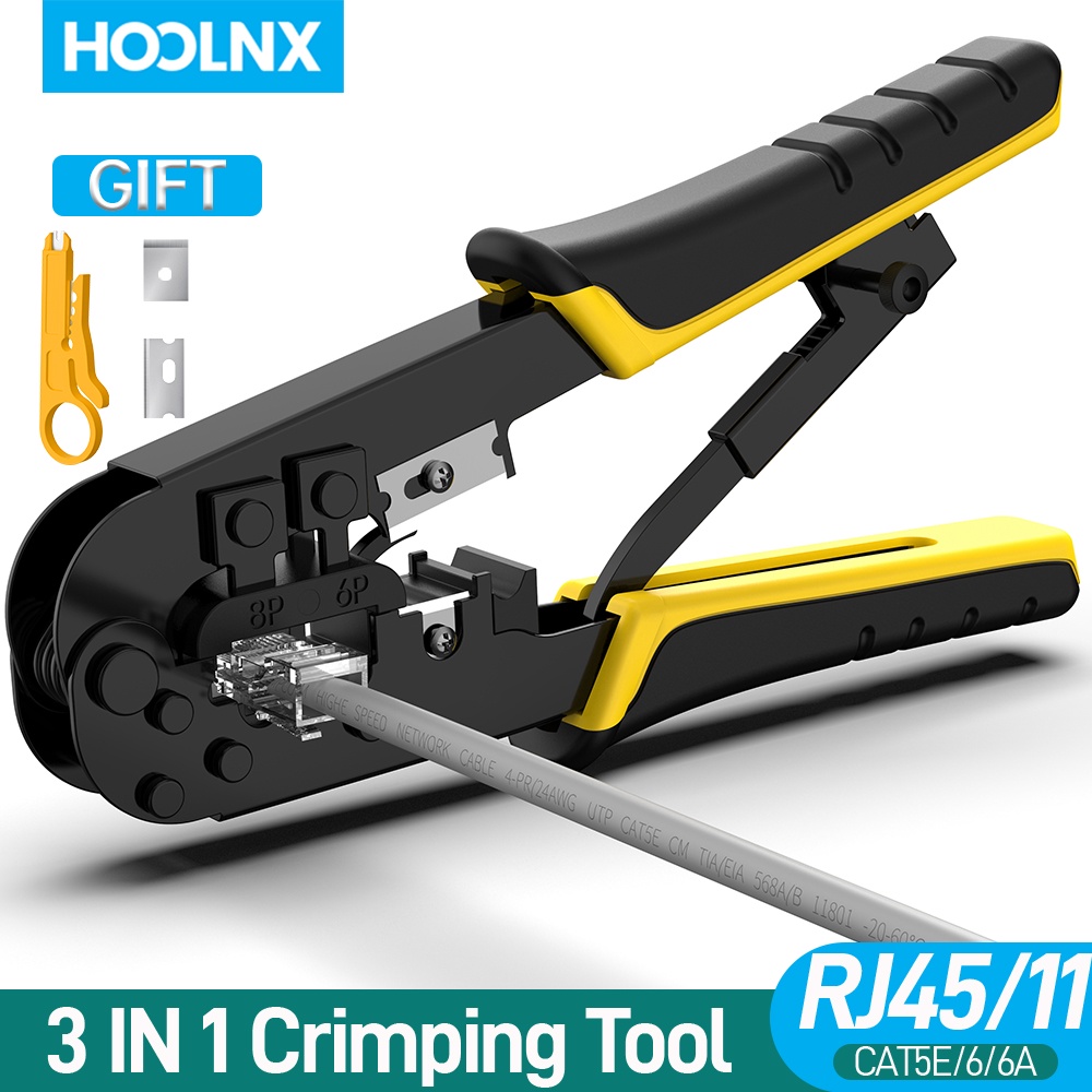 Hoolnx RJ45 Crimper RJ11 RJ45 Crimping Tool Ethernet เครือข่ายสาย LAN Crimper เครื่องตัด Stripper Plier สําหรับ 6P 8P RJ11/RJ12/RJ45