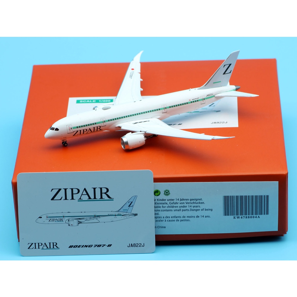 อีว4788004เครื่องบินสะสมโลหะผสม JC Wings 1:400 Zip Air "Dreamliner" โบอิ้ง B787-9 เครื่องบินDiecast 
