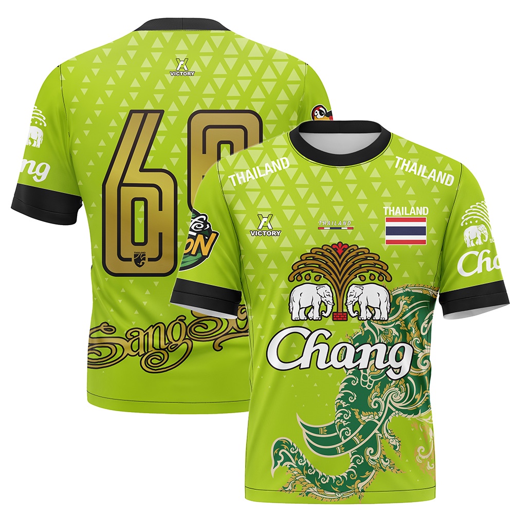 พร้อมส่ง !!  เสื้อกีฬาแขนสั้น ลายทีมชาติไทย Jersey Chang ขนาด XS-6XL - รูปที่ 2