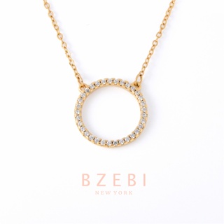 BZEBI สร้อยคอแฟชั่น ทอง ผู้หญิง ทองคํา necklace สแตนเลส เพชร สีทอง ไม่ลอกไม่ดํา เครื่องประดับ สําหรับผู้หญิง 567n