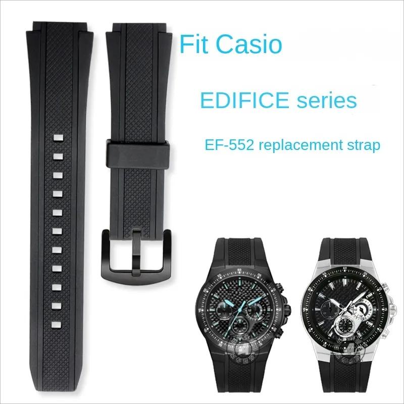 สายนาฬิกาข้อมือซิลิโคน 20 มม. สีดํา สําหรับ Casio EDIFICE Series EF-552PB-1A2 EF552