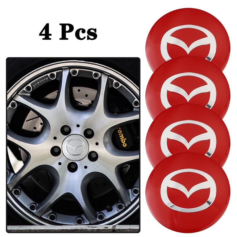 4 ชิ้น 56 มิลลิเมตรรถสติกเกอร์ศูนย์ Hub Cap รถป้ายสัญลักษณ์รูปลอกสําหรับ Mazda 3 Mazda 6 Atenza Axela Demio CX3 CX5 MP MS