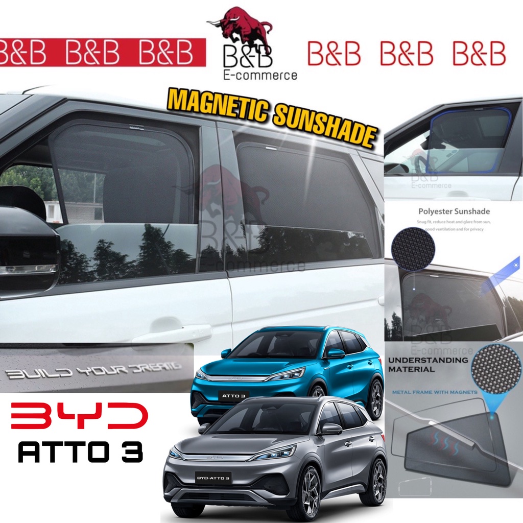 (4 ชิ้น) BYD ATTO 3 Dolphin แม่เหล็กบังแดดแม่เหล็ก Sun Shade Sun Shield Sun Protection ATTO 3 2023 BYD Dolphin