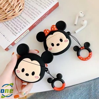 เคสหูฟังบลูทูธไร้สาย ซิลิโคนนิ่ม กันกระแทก ลายการ์ตูนมิชินี่ พร้อมแหวนขาตั้ง สําหรับ AirPods 1 2 3 Pro