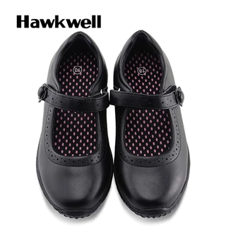 Hawkwell รองเท้านักเรียนหญิง Mary Jane ดีไซน์สปอร์ต น้ำหนักเบา พื้นนุ่ม ใส่สบาย สายรัดตีนตุ๊กแก สำหรับวิ่งเล่น กระโดดเชือก หนัง PU รุ่น 1879