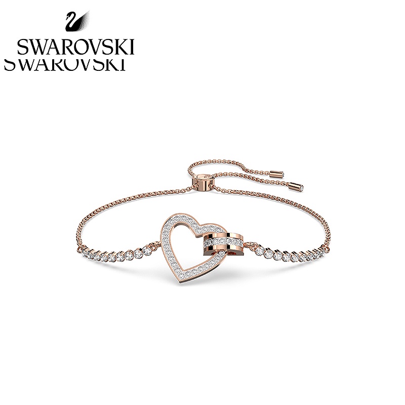 ✨พร้อมส่ง✨Swarovski สร้อยข้อมือ จี้รูปหัวใจ สีทอง ปรับได้ เรียบง่าย ของขวัญวันวาเลนไทน์ สําหรับผู้หญิง
