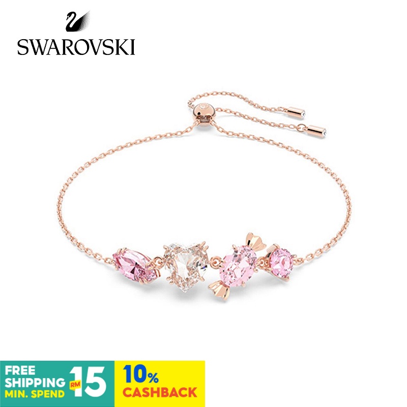 พร้อมส่ง Swarovski Gema 520 สร้อยข้อมือแฟชั่น ปรับได้ สีแคนดี้ ของขวัญวันวาเลนไทน์ สําหรับผู้หญิง
