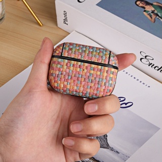 เคสหนังเทียม Pc ถัก หลากสี สําหรับ Airpods 1 2 3 Pro 2