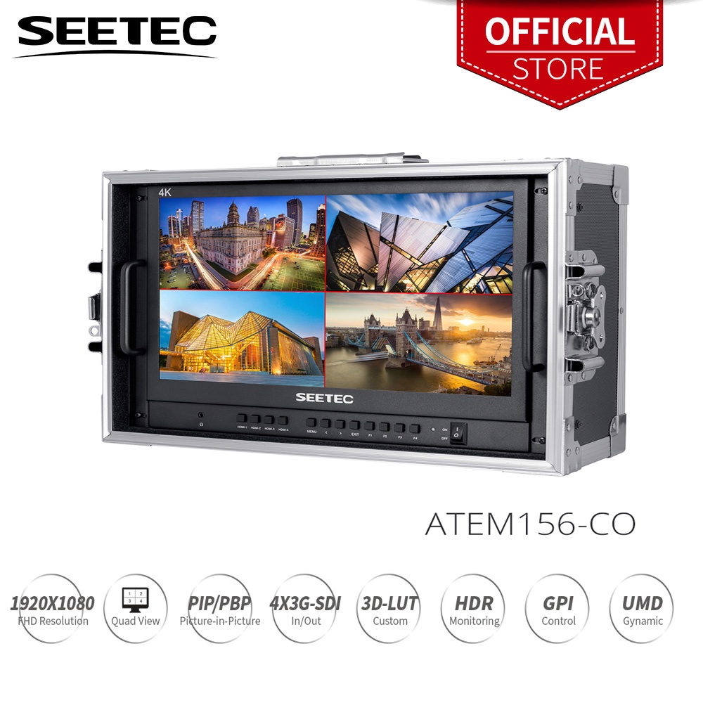 Seetec ATEM156-CO มอนิเตอร์แยก Quad-Split 15.6 นิ้ว พร้อม HDMI I/O 4 ชิ้น สําหรับสวิตช์