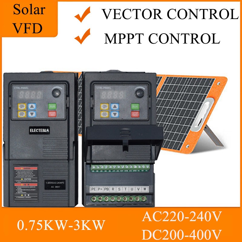 อินเวอร์เตอร์ความถี่พลังงานแสงอาทิตย์ 0.75KW ถึง 5.5KW สามเฟส 220V ปั๊มน้ําอินเวอร์เตอร์ MPPT อินเวอ