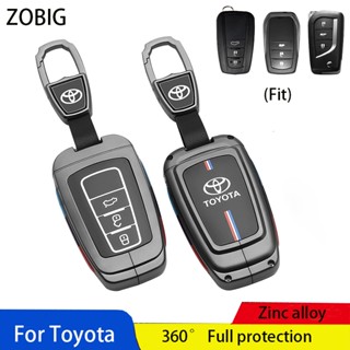 Zobig เคสกุญแจรีโมตรถยนต์ โลหะผสมสังกะสี สําหรับ Toyota 2022 2023 Camry RAV4 Highlander Avalon C-HR Prius Corolla Cross GT86 Fortuner RAV4 Land Cruiser