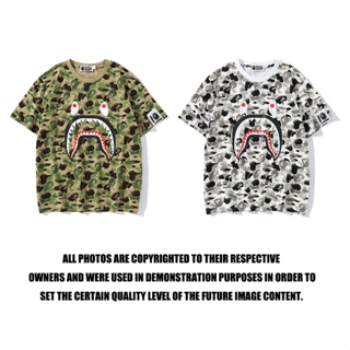 Bape เสื้อยืดแขนสั้น ผ้าฝ้าย พิมพ์ลาย สไตล์คลาสสิก แฟชั่นสําหรับผู้ชาย และผู้หญิง