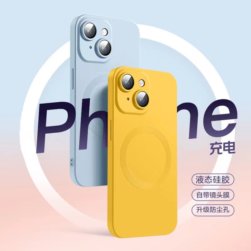 【lens film+Dust-proof holes+Matte smooth touch/silicone soft case/Yellow color】 เคส compatible for iPhone 11 Pro Max 12 Pro Max 13 Pro Max 14 Pro Max case