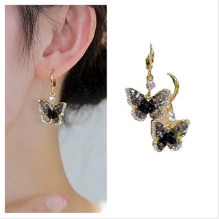 2023 woman fashion elegant Gradient Crystal Butterfly Ear Buckle Light Luxury Temperament Earrings