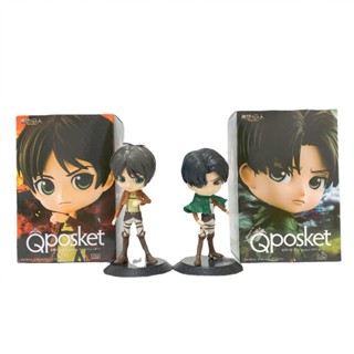 13-14cm Japan Anime Attack on Titan Levi Ackerman Eren Jaeger Mikasa Ackerman Big Head Doll PVC Action Figures Model Toys Doll Kids Gifts