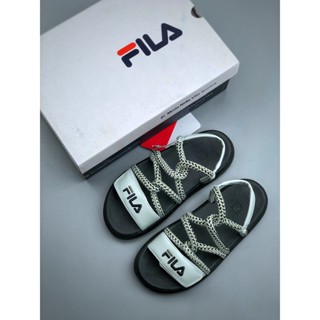 Fila De Mujer รองเท้าแตะลําลอง พื้นหนา ลายโดนัท มีเชือกผูก แฟชั่นฤดูร้อน สไตล์โมเดิร์น