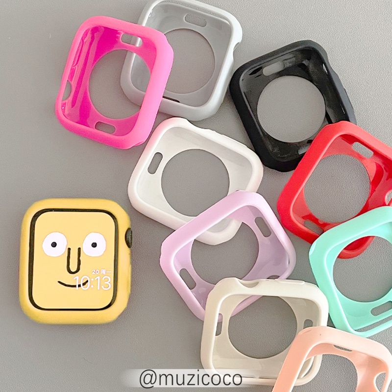เคสซิลิโคนนิ่ม สีแคนดี้ สําหรับ apple Watch Series ultra 8 7 SE 6 5 4 3 i-Watch 49 มม. 45 มม. 41 มม. 45 มม. 41 มม. 40 มม. 44 มม. 42 มม. 38 มม.