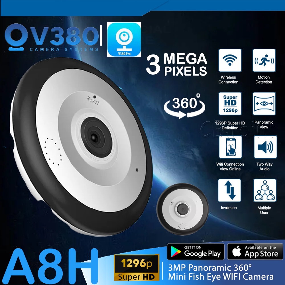 V380 Pro กล้องวงจรปิด WIFI Fish eye กล้องกล้องวงจรปิดไร้สายกล้องซ่อน Spy กล้อง WIFI กล้องวงจรปิดเด็ก