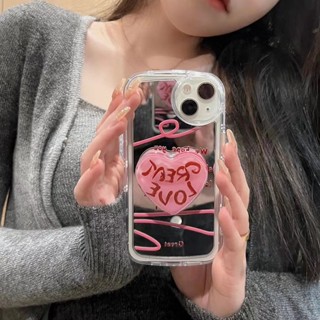 เคสโทรศัพท์มือถือกระจก กันกระแทก ลายหัวใจ สีชมพู สําหรับ iPhone 11 12 12pro 12promax 13 13pro max 14 14pro max