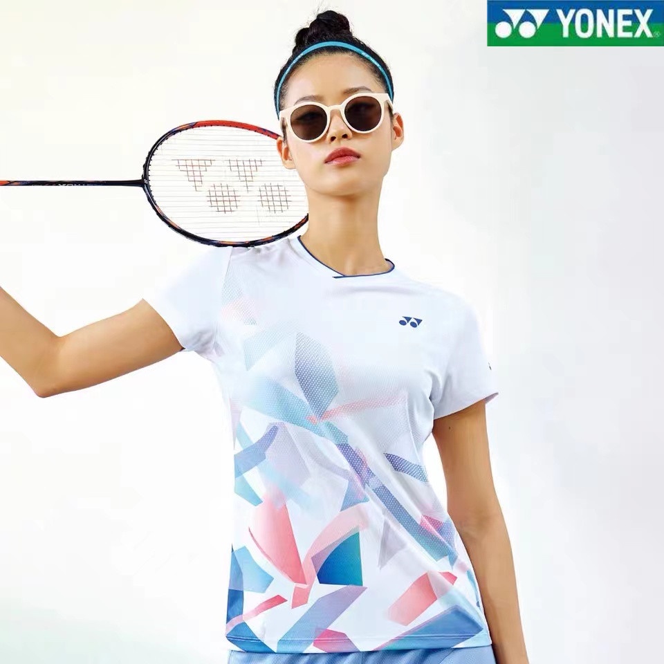 Yonex2023 เสื้อกีฬาแบดมินตัน แขนสั้น แบบแห้งเร็ว สําหรับผู้ชาย และผู้หญิง