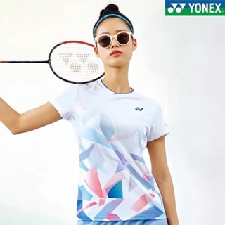 Yonex2023 เสื้อกีฬาแบดมินตัน แขนสั้น แบบแห้งเร็ว สําหรับผู้ชาย และผู้หญิง