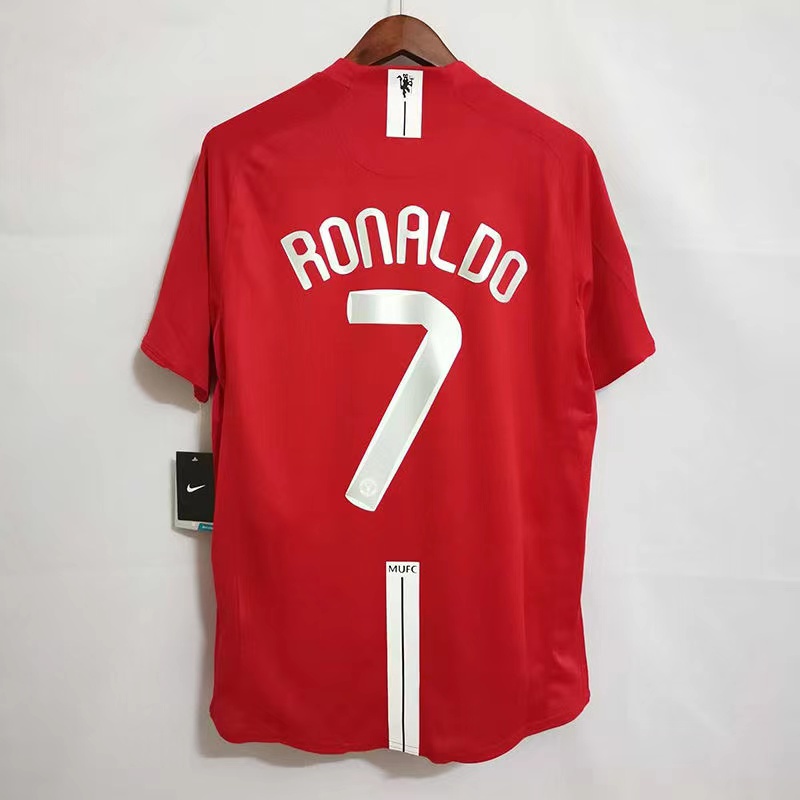 เสื้อกีฬาแขนสั้น ลายทีมฟุตบอล Manchester United Champions League 0708 ชุดเหย้า 7 ซี โรนัลโด้