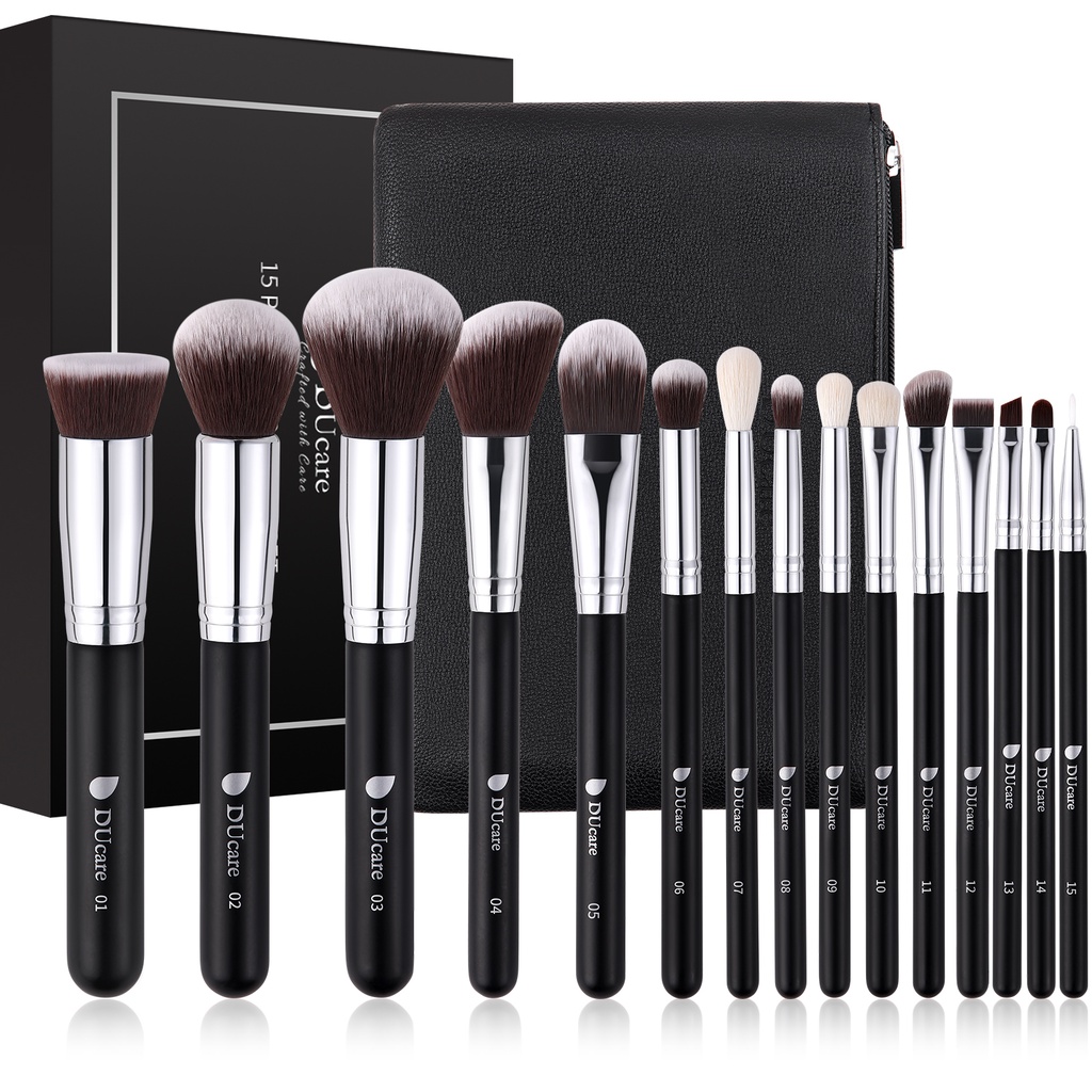 Duacare 15 ชิ้น Premium Foundation คอนซีลเลอร์อายแชโดว์ Make Up Brushes ชุด