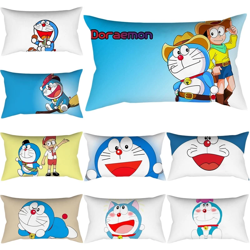 ปลอกหมอน ผ้าโพลีเอสเตอร์ ลายโดราเอมอน ขนาด 50x30 ซม