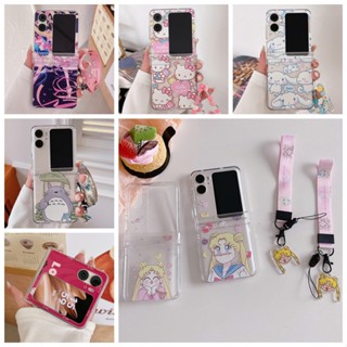 เคสโทรศัพท์มือถือ PC พับได้ กันกระแทก ลายการ์ตูนเซเลอร์ สามชิ้น สําหรับ OPPO Find N2 Flip 5G