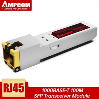 Ampcom โมดูลรับส่งสัญญาณ 1.25G RJ45 SFP เป็น RJ45 ทองแดงอีเธอร์เน็ต SFP 850nm MMF 1000BASE-T SFP สําหรับ Cisco H3C Ubiquiti Mikrotik Juniper