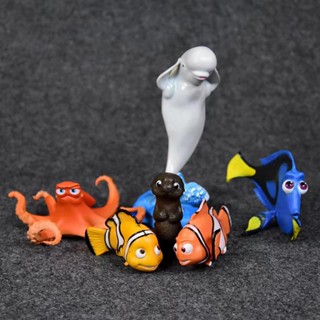 โมเดลฟิกเกอร์ PVC อนิเมะ Finding Nemo Marlin Dory Nemo Hank Bailey Rudder Fluke Q Version ของเล่นสําหรับเด็ก 6 ชิ้น ต่อชุด