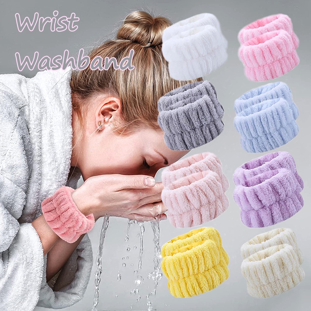 Reusable Spa ข้อมือ Washband ผ้าขนหนูไมโครไฟเบอร์นุ่มสายรัดข้อมือสําหรับล้างหน้าผู้หญิงสาวโยคะวิ่งกีฬาข้อมือ Sweatband