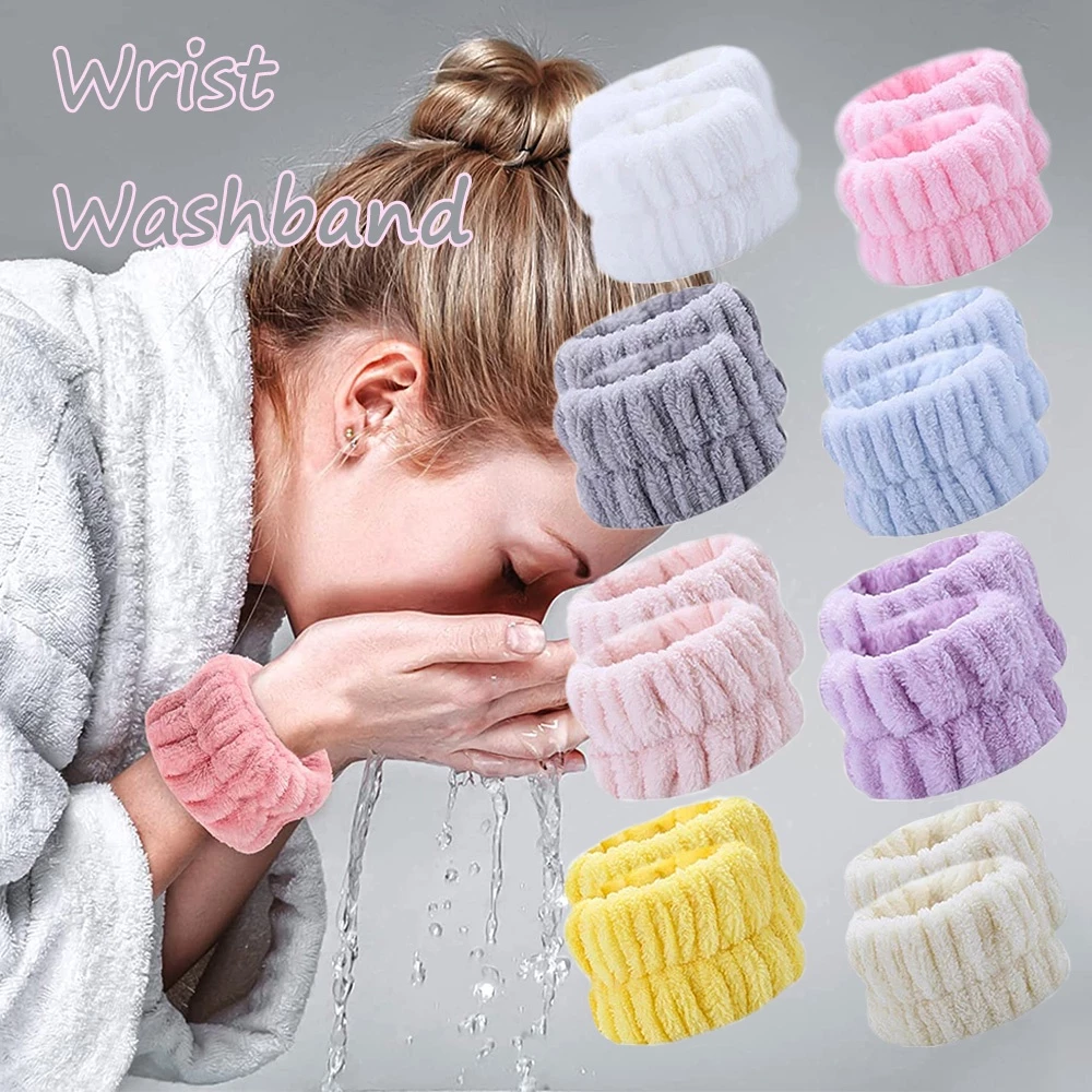 Reusable Spa ข้อมือ Washband ผ้าขนหนูไมโครไฟเบอร์นุ่มสายรัดข้อมือสําหรับล้างหน้าผู้หญิงสาวโยคะวิ่งกีฬาข้อมือ Sweatband