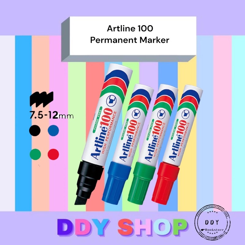 Artline 100 ปากกามาร์กเกอร์ถาวร 7.5 มม.-12 มม. (EK-100)