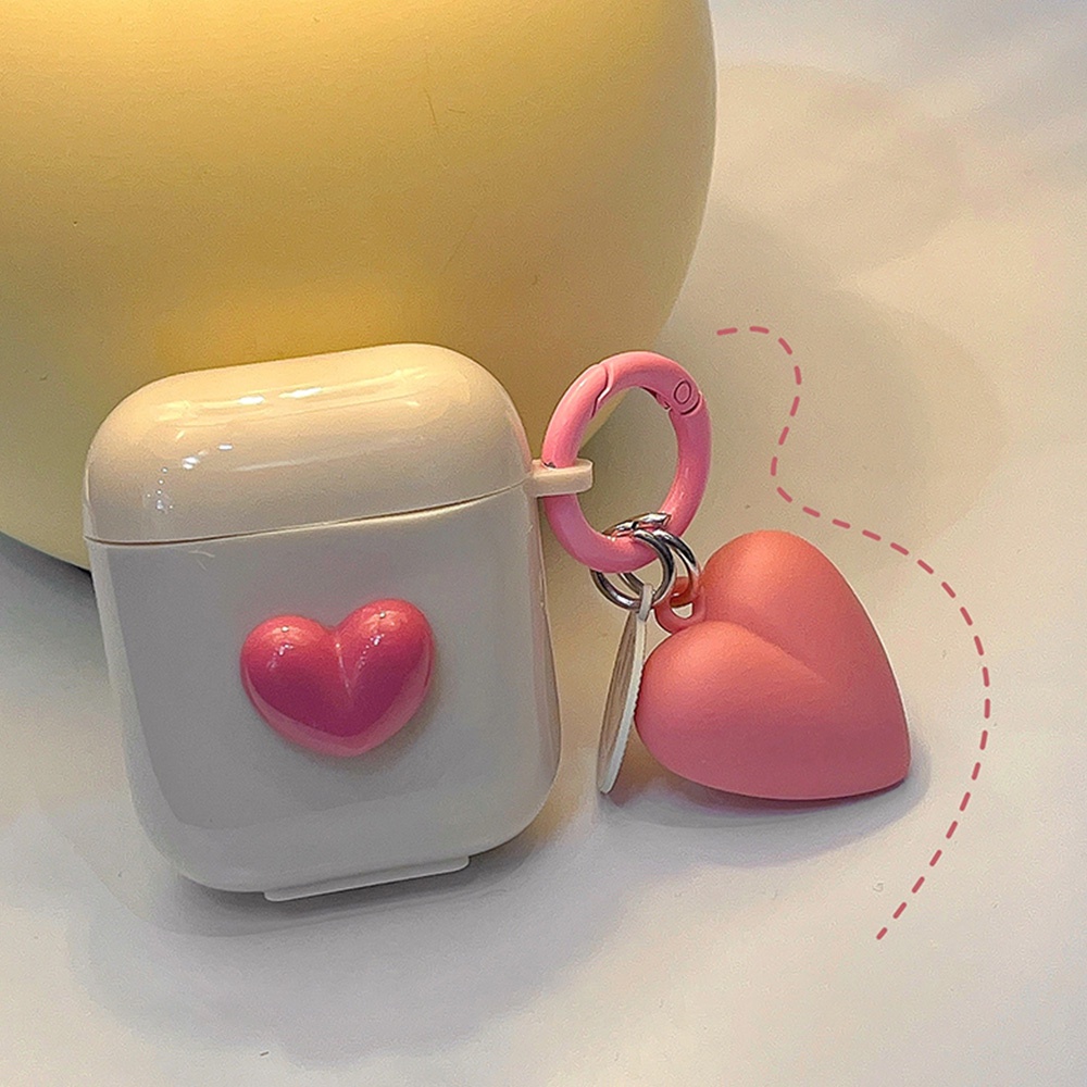 Ins เคสหูฟังบลูทูธไร้สาย TPU นิ่ม แบบป้องกัน ลายหัวใจน่ารัก สไตล์เกาหลี สีขาวครีม สําหรับ Iphone 1 2 pro