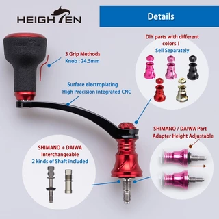 HEIGHTEN Reel Handle 56 มม.24 มม.TPE ลูกบิดสําหรับ Shimano Stella Stradic Daiwa 2023 Legalis Spinning ตกปลา Reel