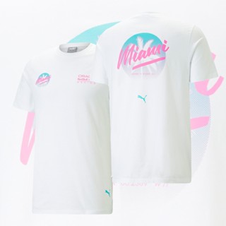 เสื้อยืด พิมพ์ลาย MIAMI GP สีแดง สําหรับแข่งรถ