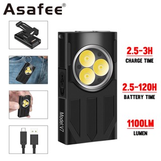 Asafee Mini V7 ไฟฉายแรงสูง 1100 ลูเมน สว่างมาก พวงกุญแจไฟ กลางแจ้ง ชาร์จใหม่ได้ มัลติฟังก์ชั่น ทํางาน ไฟ